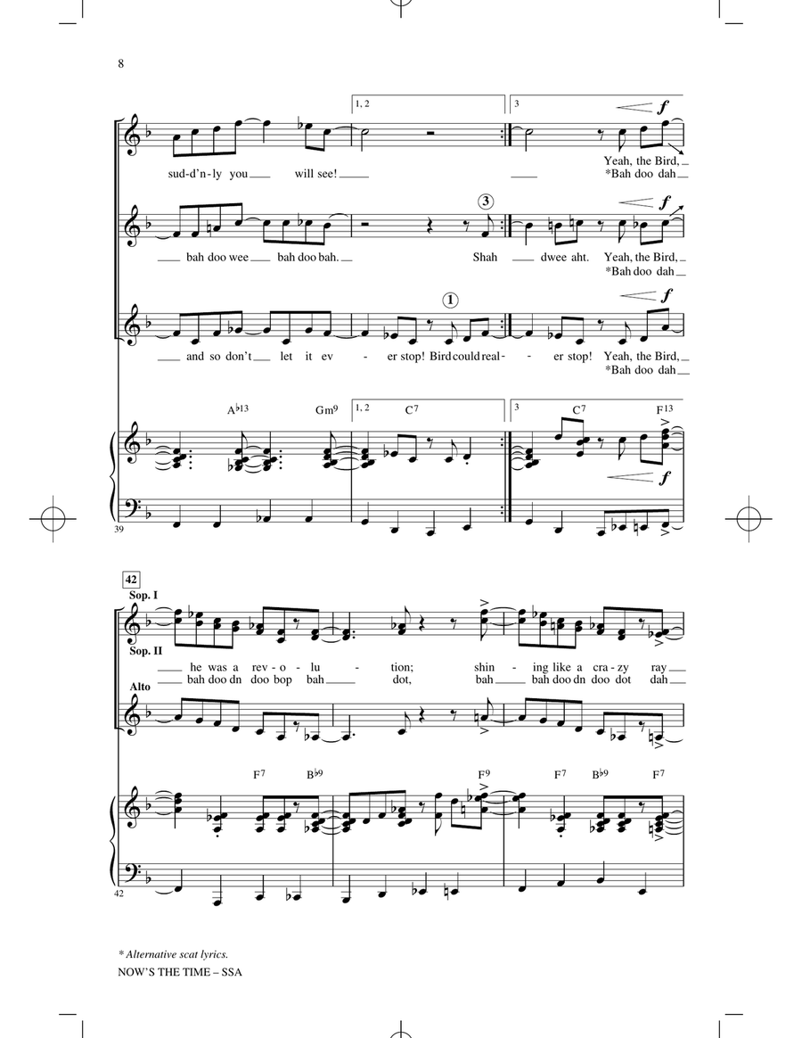 Now's The Time (arr. Kirby Shaw) SSA scores gallery preview page 6