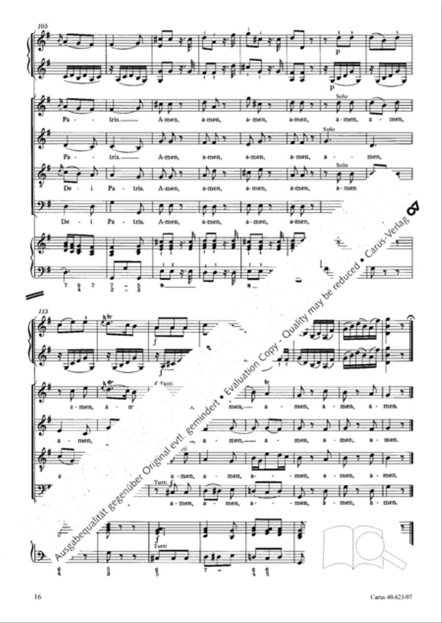 Missa brevis in G major 4-Part scores gallery preview page 17
