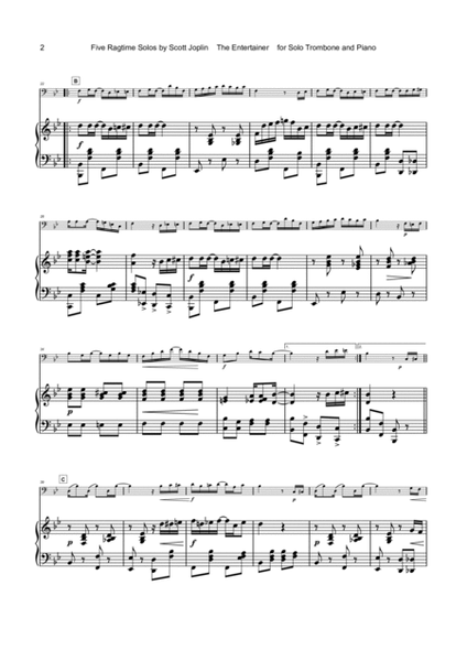 Five Ragtime Solos by Scott Joplin for Trombone and Piano