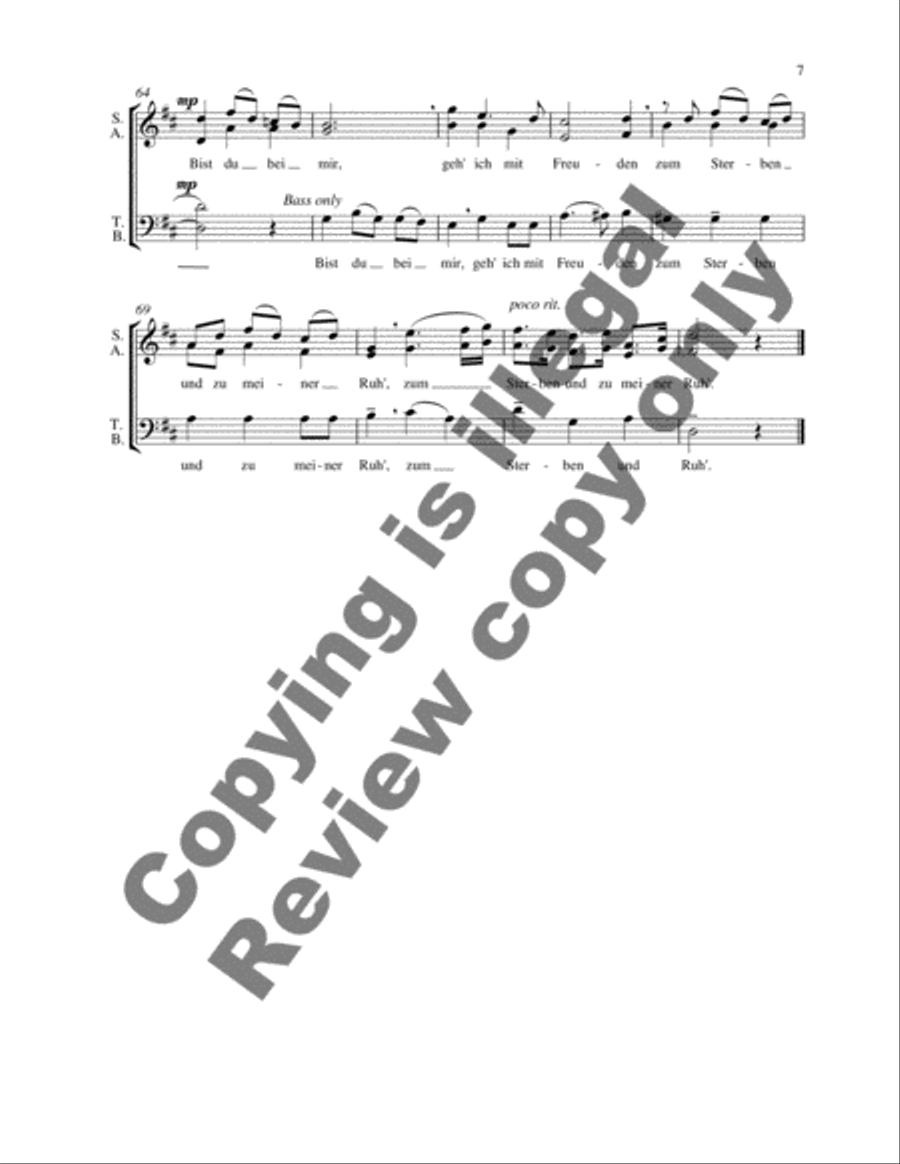 Bist du bei mir (When you are near) 4-Part scores gallery preview page 6