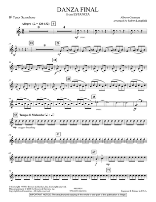 Danza Final (from "Estancia") - Bb Tenor Saxophone