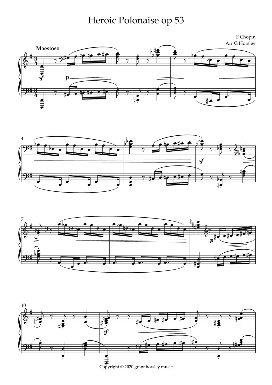 F Chopin's Famous Heroic Polonaise Op 53- Simplified Version- Solo Piano Piano Method scores gallery preview page 2