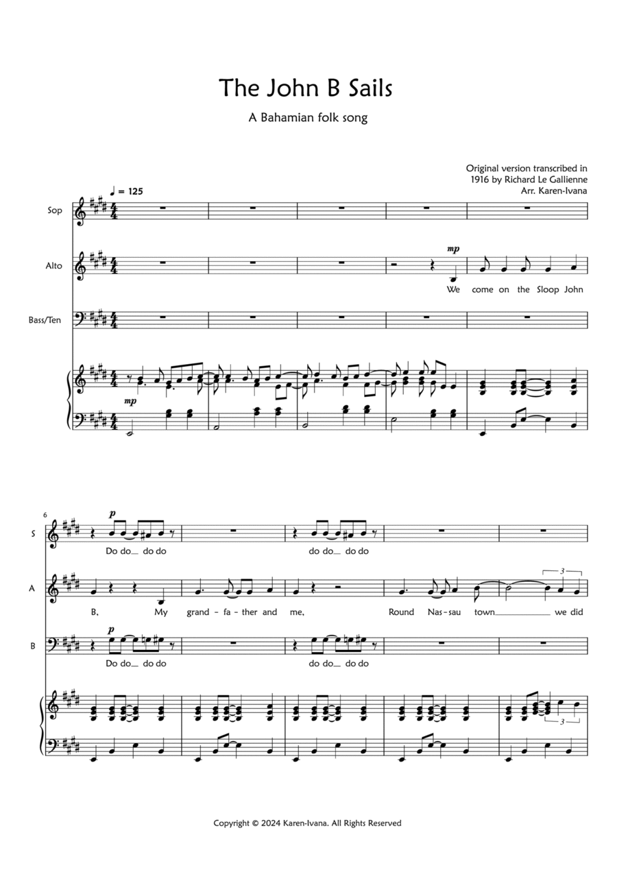 The John B Sails The John B Sails 3-Part scores gallery preview page 1