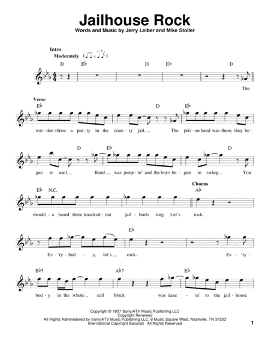 Jailhouse Rock Voice scores gallery preview page 1