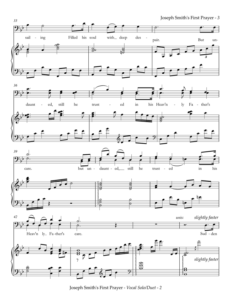 Joseph Smith's First Prayer- Male Solo/Optional Duet - Arr. by Kathleen Holyoak Piano, Vocal, Guitar scores gallery preview page 4