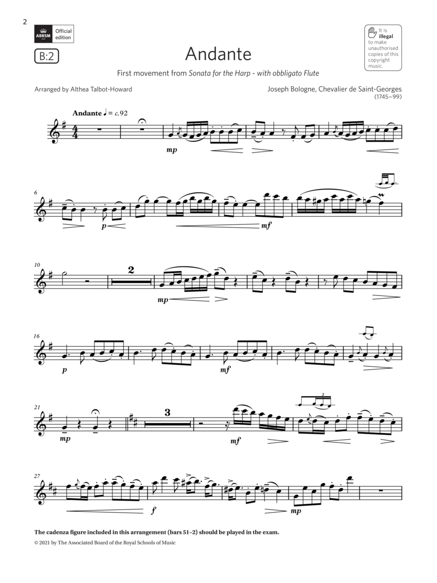 Andante (from Sonata for the Harp) (Grade 5 List B2 from the ABRSM Saxophone syllabus from 2022)