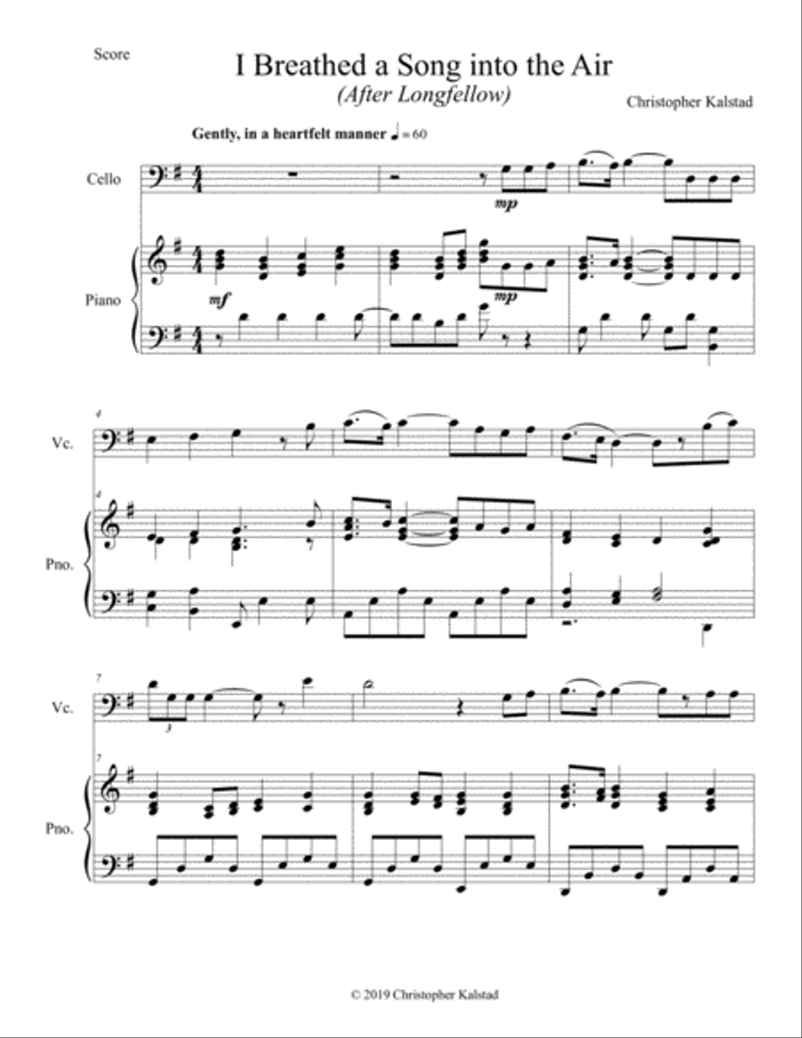 I Breathed a Song into the Air (Cello and Piano) Piano scores gallery preview page 2