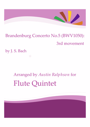 Book cover for Brandenburg Concerto No.5, 3rd movement - flute quintet