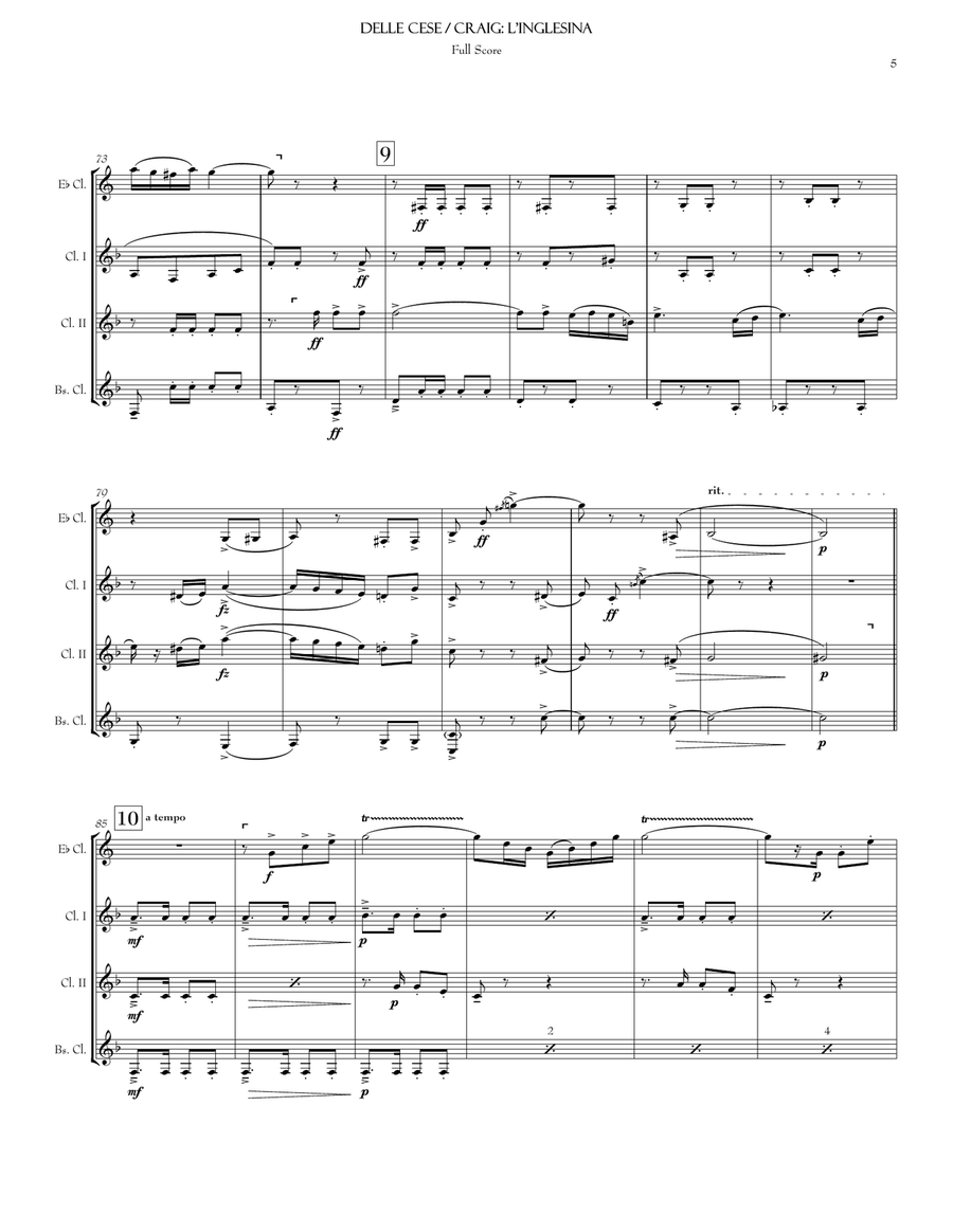 L'Inglesina (The Little English Girl) (CQ) Clarinet Quartet scores gallery preview page 6