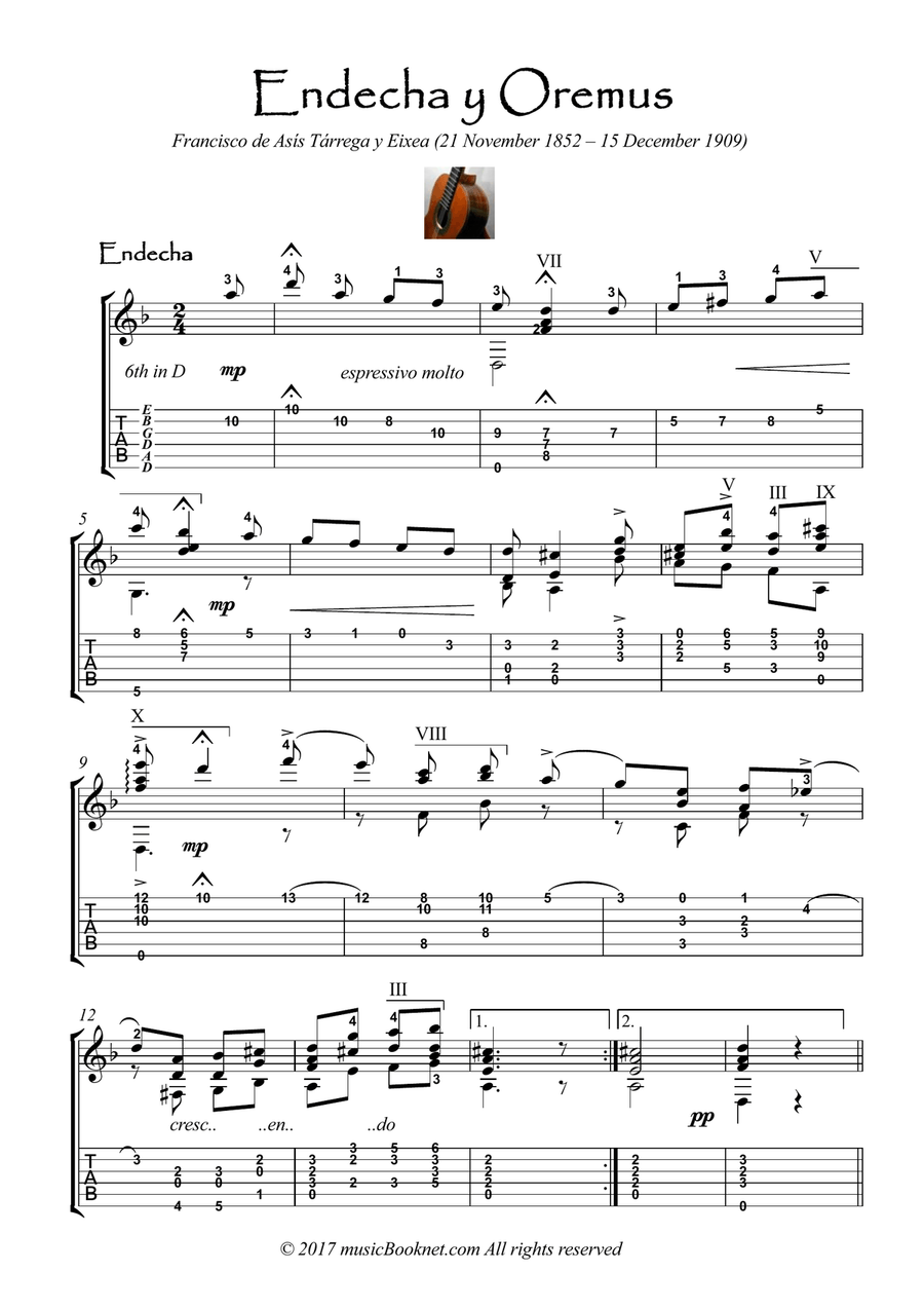 Endecha y Oremus - Mourn and Pray Acoustic Guitar scores gallery preview page 1