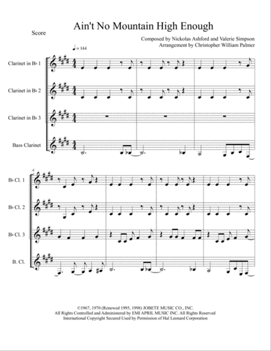 Ain't No Mountain High Enough Woodwind Quartet scores gallery preview page 2