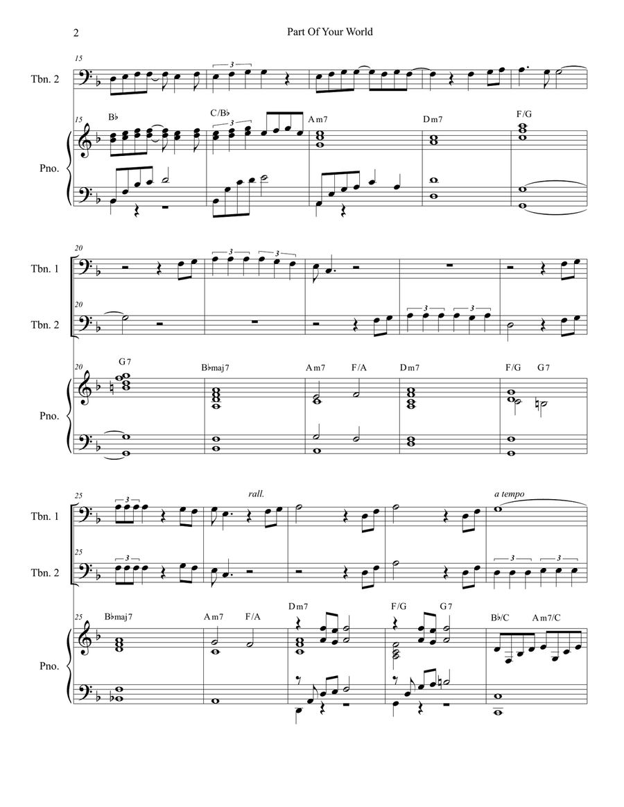 Part Of Your World Trombone Duet scores gallery preview page 2