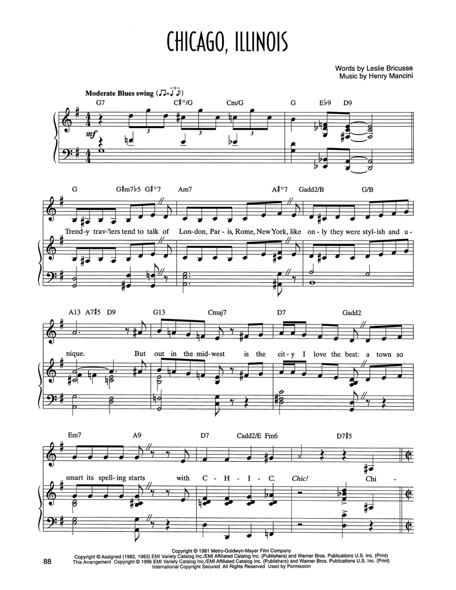 Chicago, Illinois (from Victor/Victoria) Voice scores gallery preview page 1
