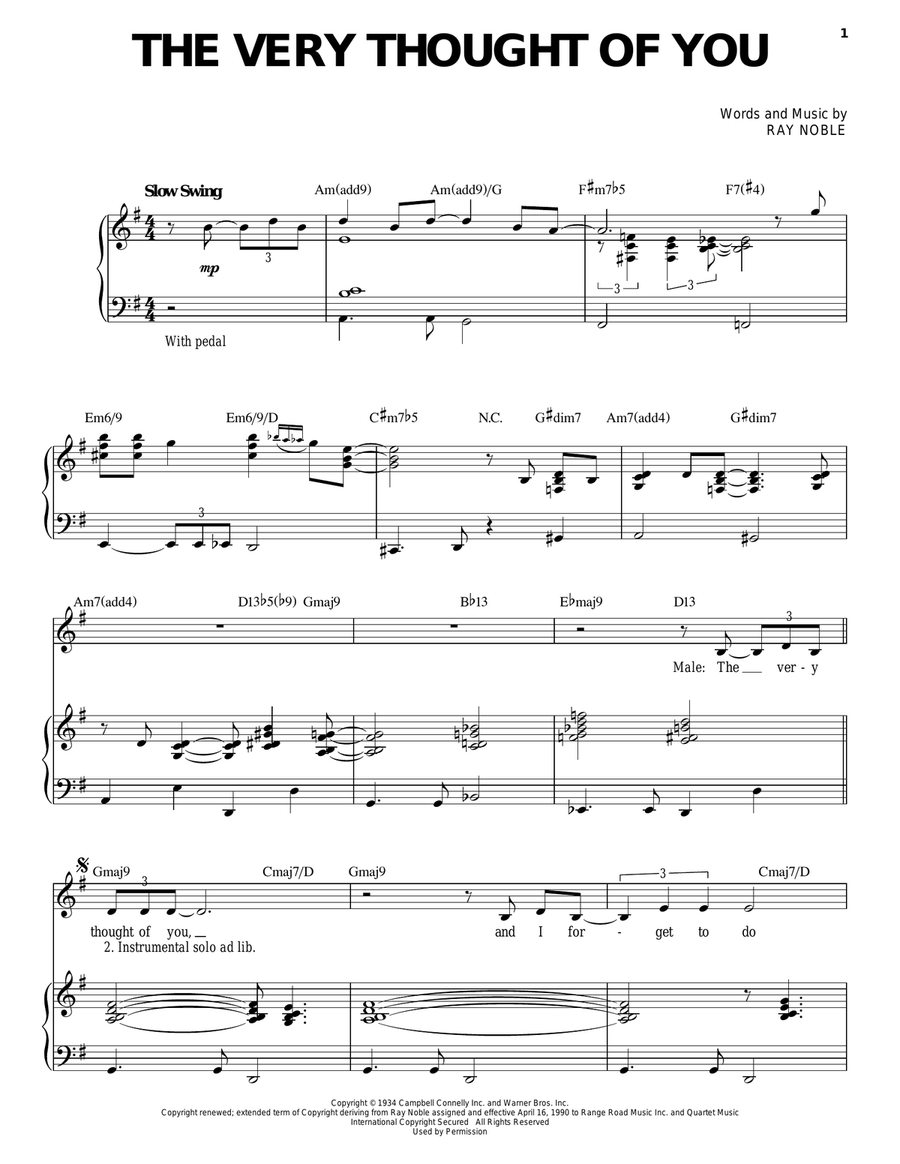 The Very Thought Of You The Very Thought Of You Piano, Vocal scores gallery preview page 1