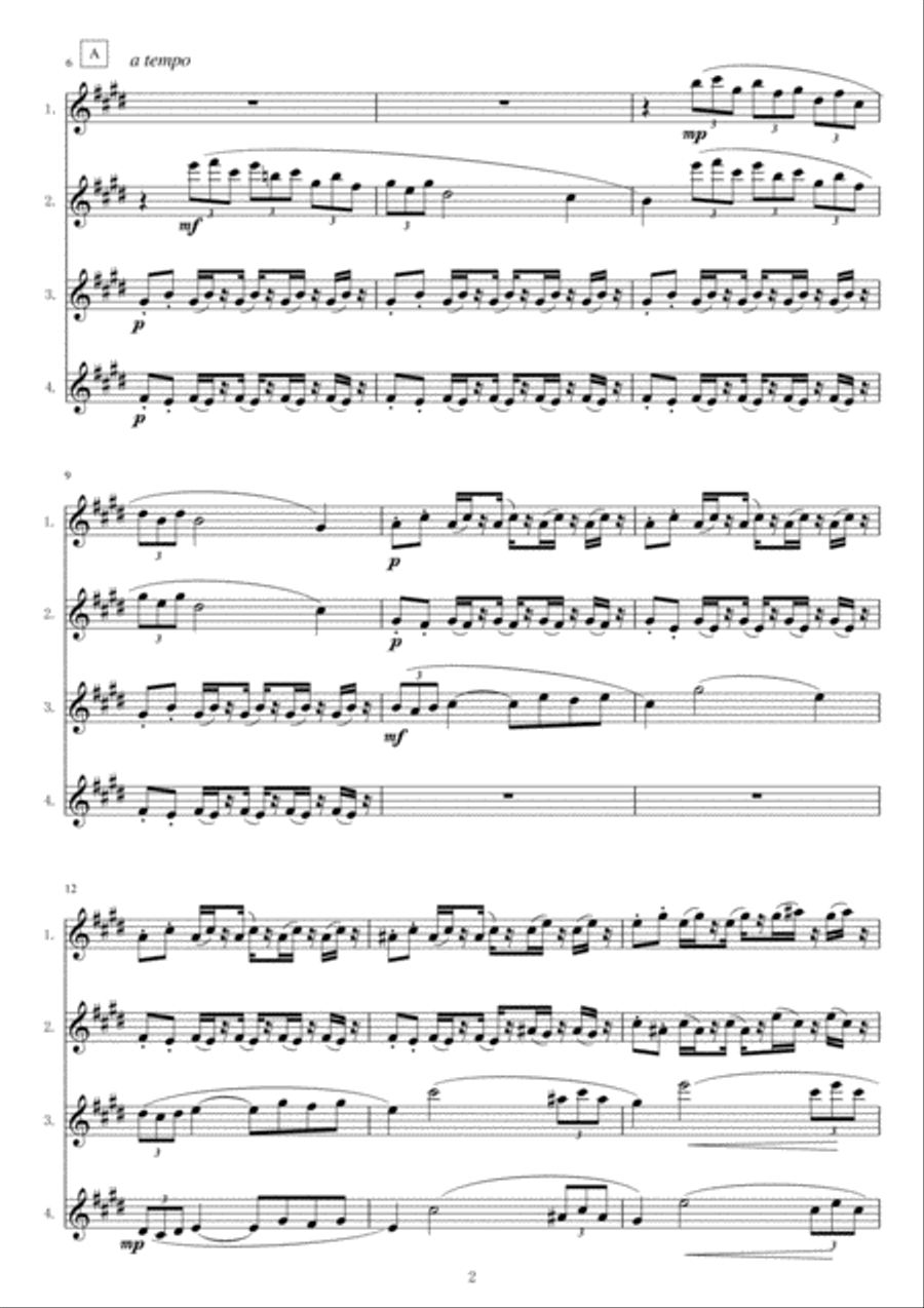 <Flute Qartet> Arabesque No.1 in tropical style Woodwind Quartet scores gallery preview page 2