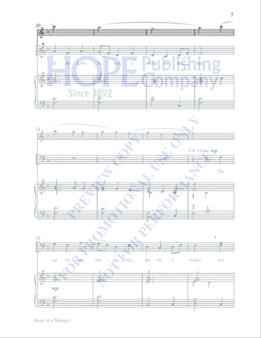 Away in a Manger 4-Part scores gallery preview page 5