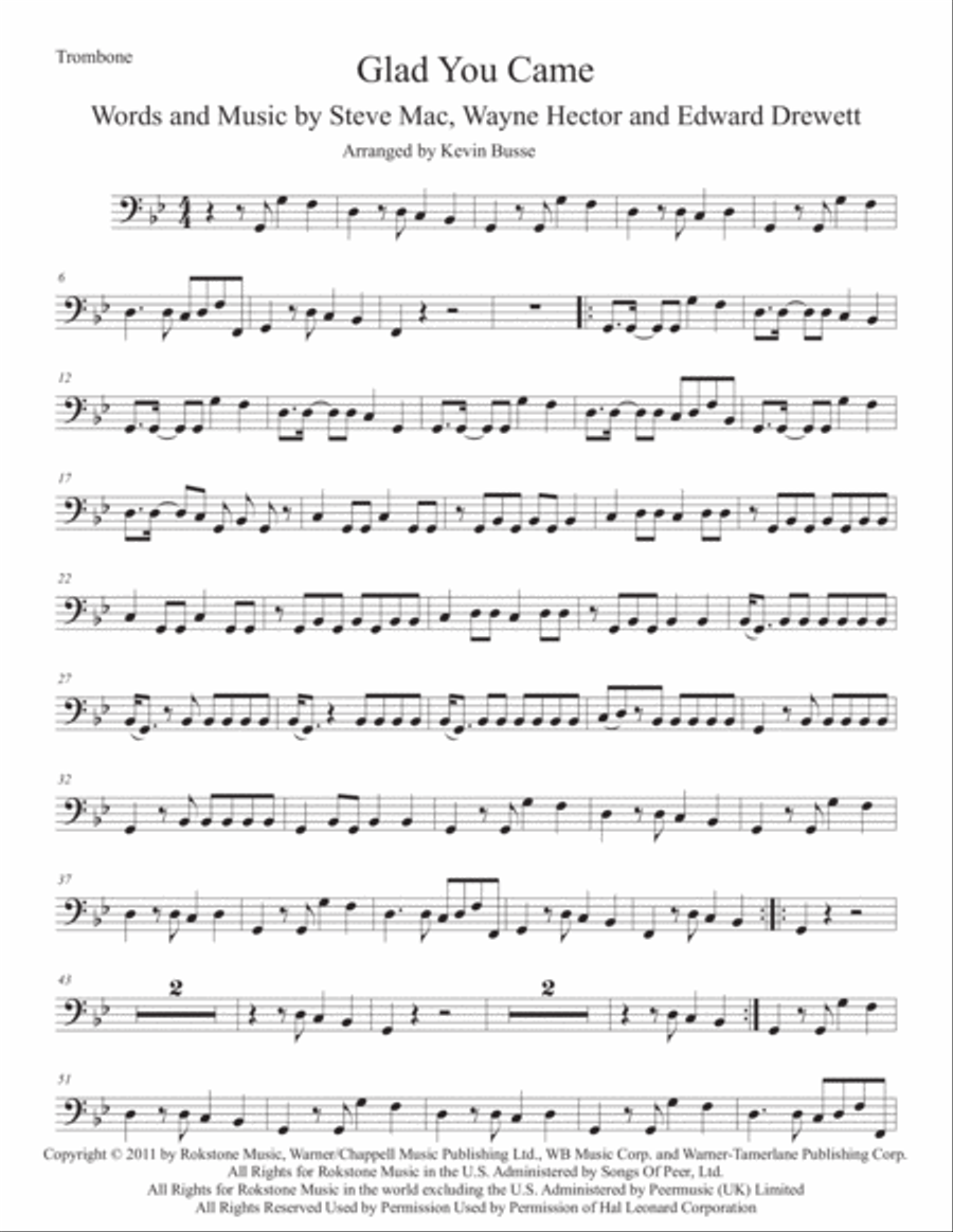 Glad You Came Glad You Came Trombone Solo scores gallery preview page 1