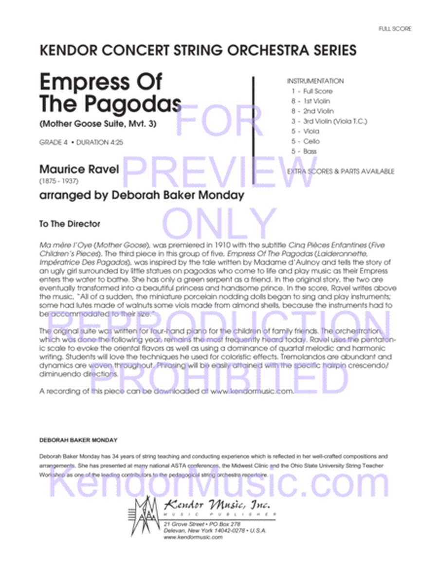 Empress Of The Pagodas (Mother Goose Suite, Mvt. 3) (Full Score)