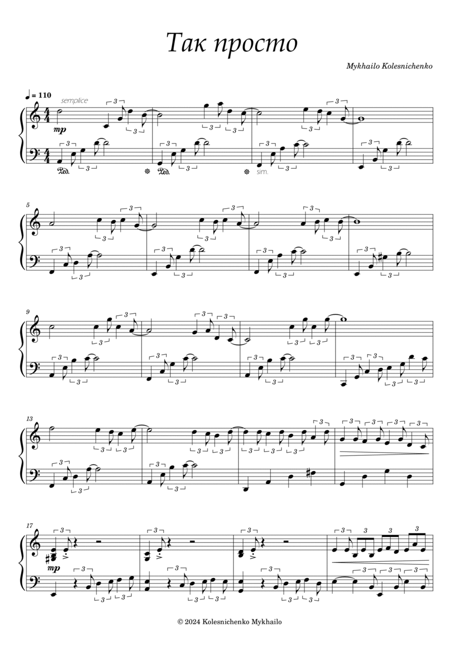 So simple Piano Solo scores gallery preview page 1