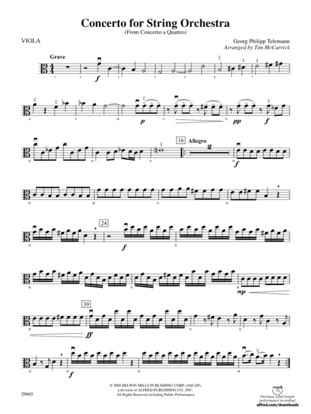 Concerto for String Orchestra (from Concerto a Quattro): Viola