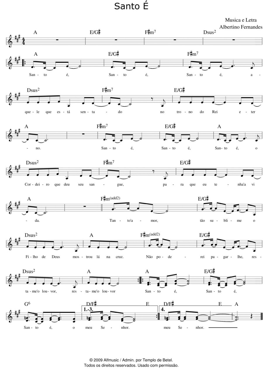 Santo É Santo É Easy Piano scores gallery preview page 1