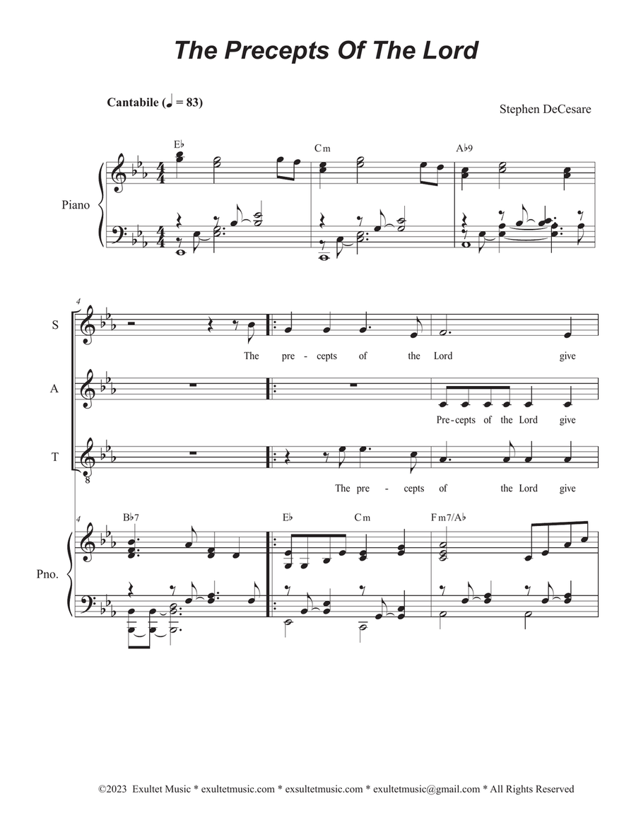 The Precepts Of The Lord (SATB) 4-Part scores gallery preview page 1