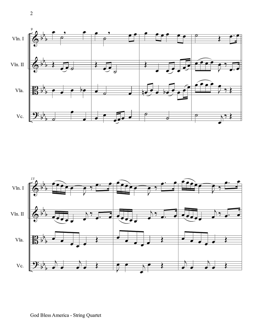 God Bless America God Bless America String Quartet scores gallery preview page 3