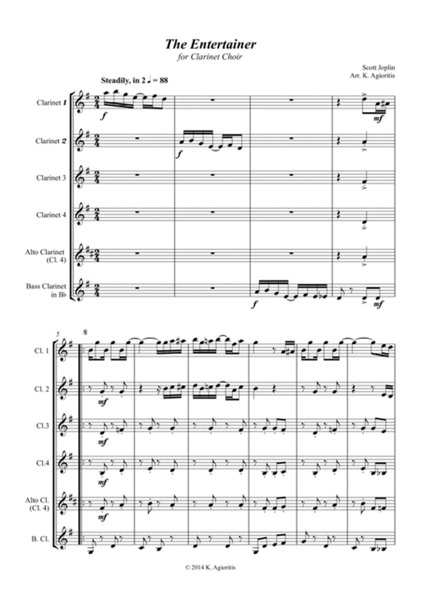 The Entertainer - Scott Joplin - for Clarinet Choir image number null