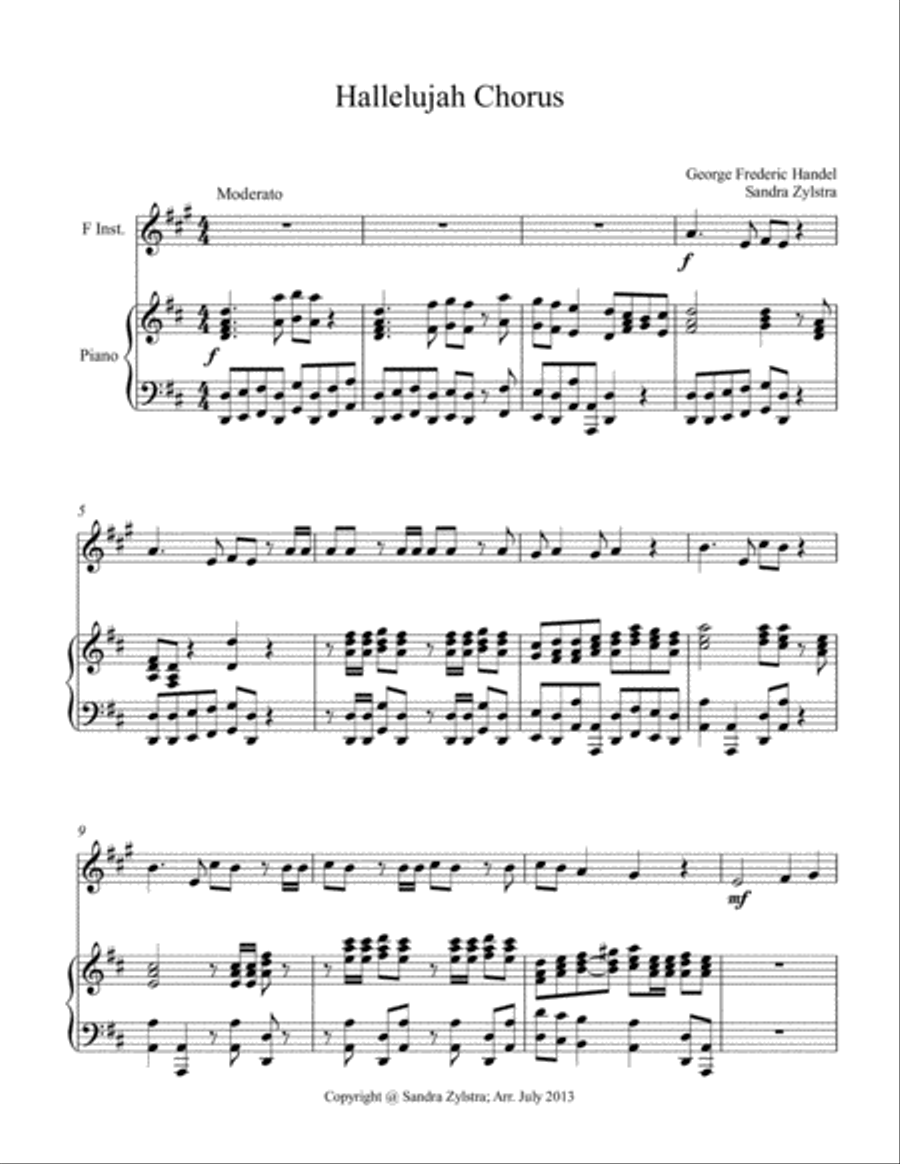 Hallelujah Chorus (treble F instrument solo) Horn scores gallery preview page 2