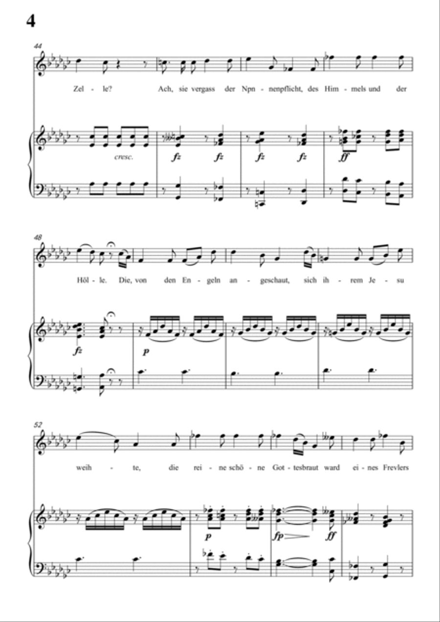 Schubert-Die Nonne in bG D.208,for Vocal and Piano Voice scores gallery preview page 5