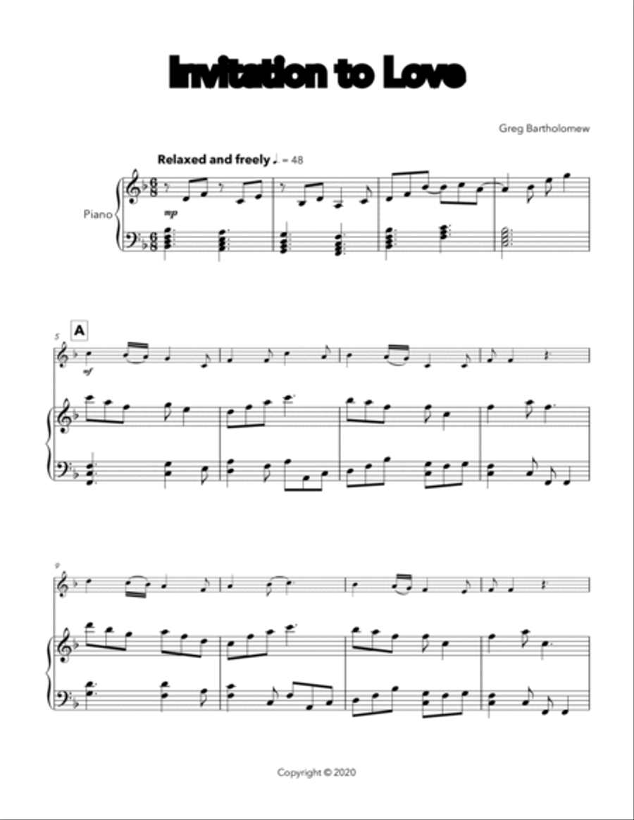 Invitation to Love (Oboe) Piano scores gallery preview page 3
