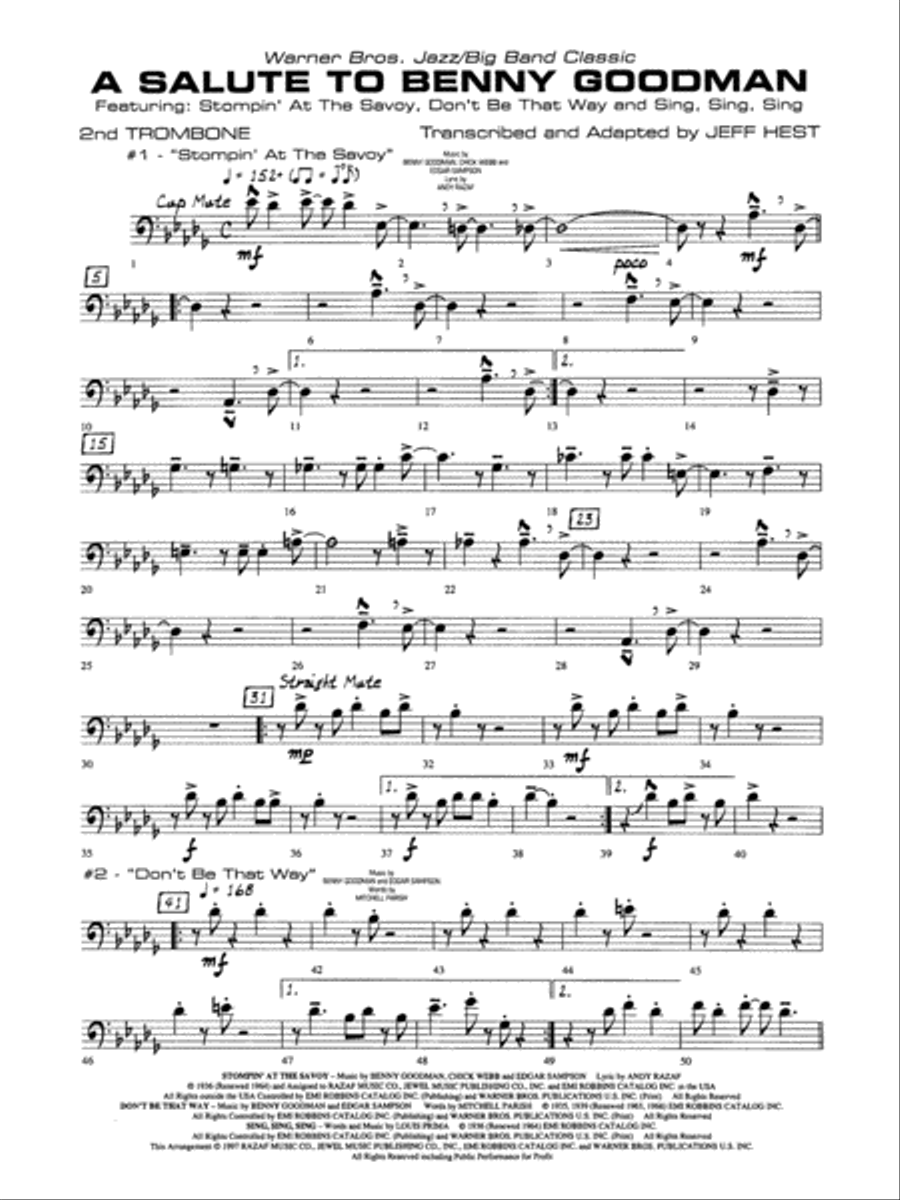 A Salute to Benny Goodman: 2nd Trombone Jazz Ensemble scores gallery preview page 1