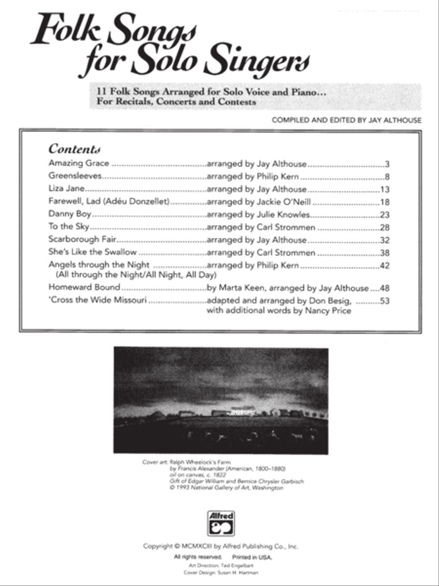 Folk Songs for Solo Singers, Volume 1 image number null