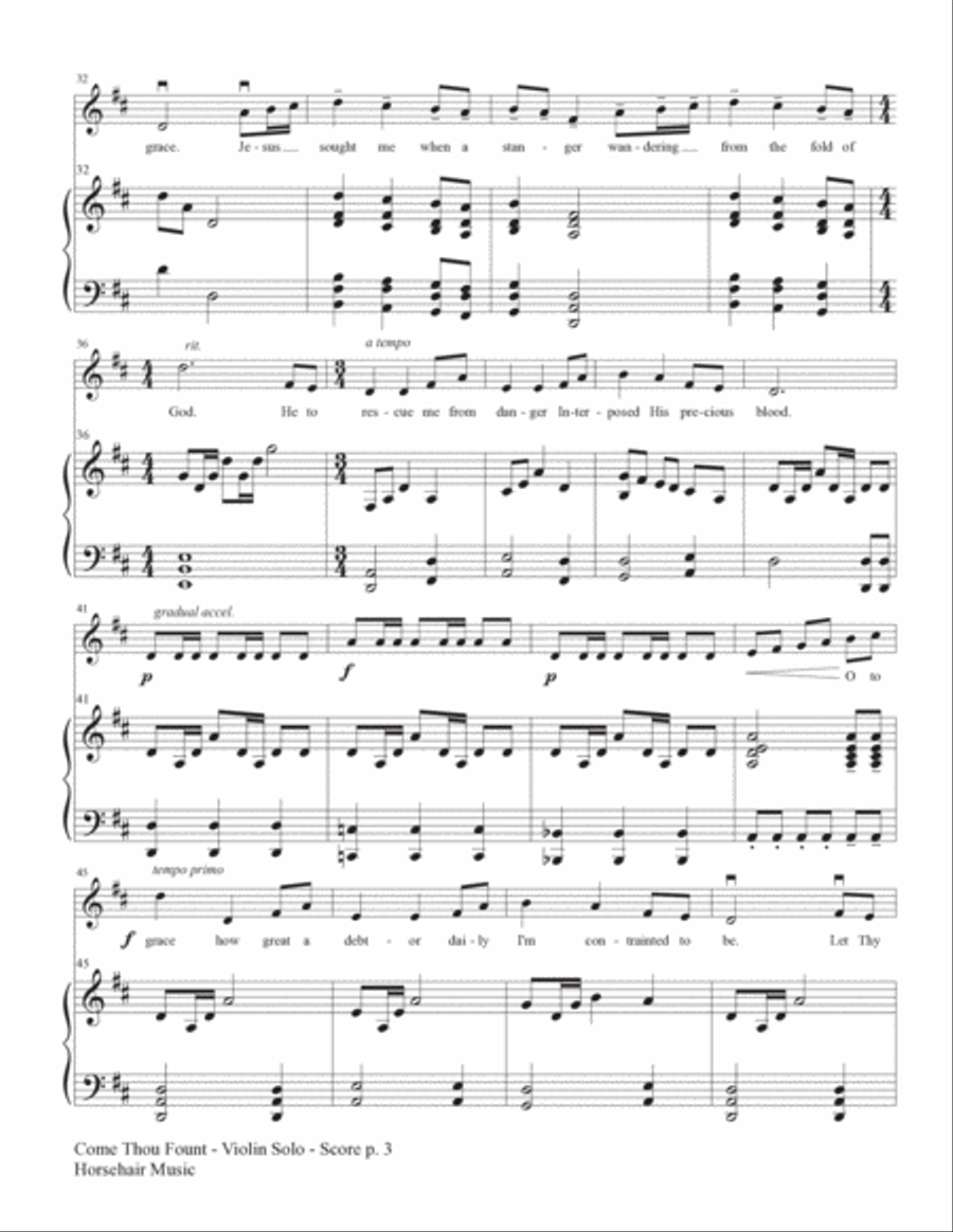 Come Thou Fount of Every Blessing Violin Solo scores gallery preview page 4