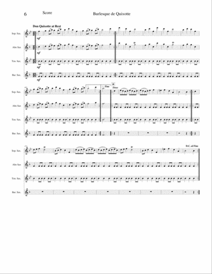 Burlesque de Quixotte (Don Quixotte Suite) Saxophone Quartet scores gallery preview page 6