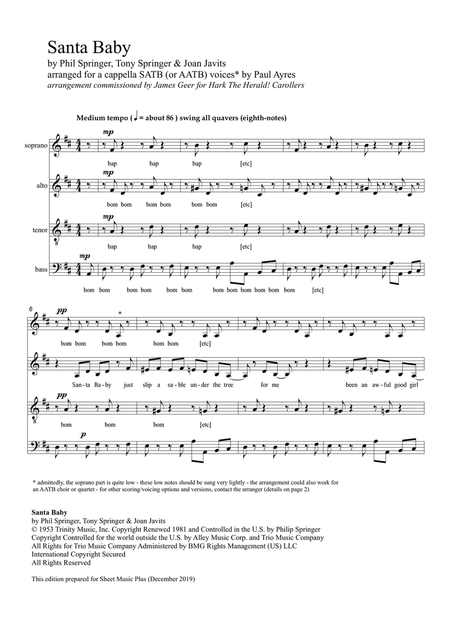 Santa Baby 4-Part scores gallery preview page 2