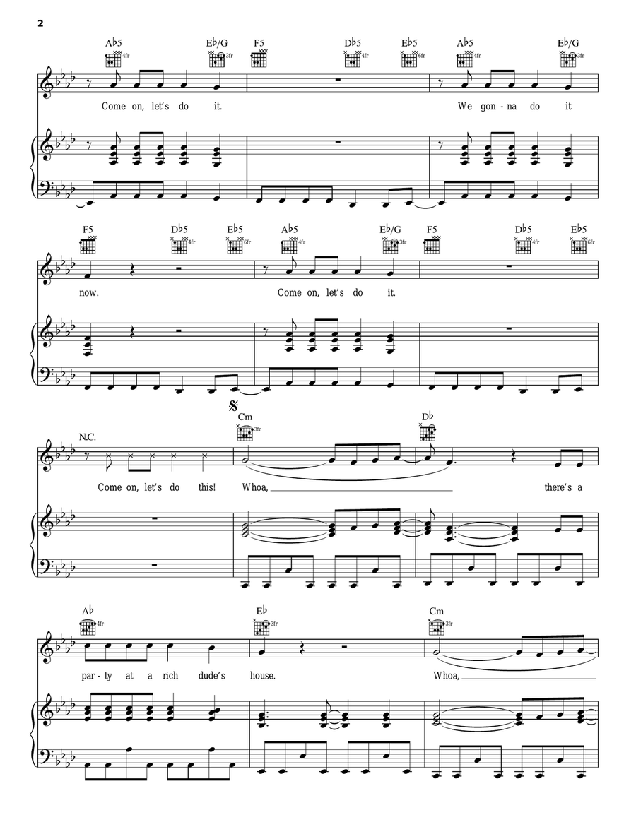 Party At A Rich Dude's House Piano, Vocal, Guitar scores gallery preview page 2