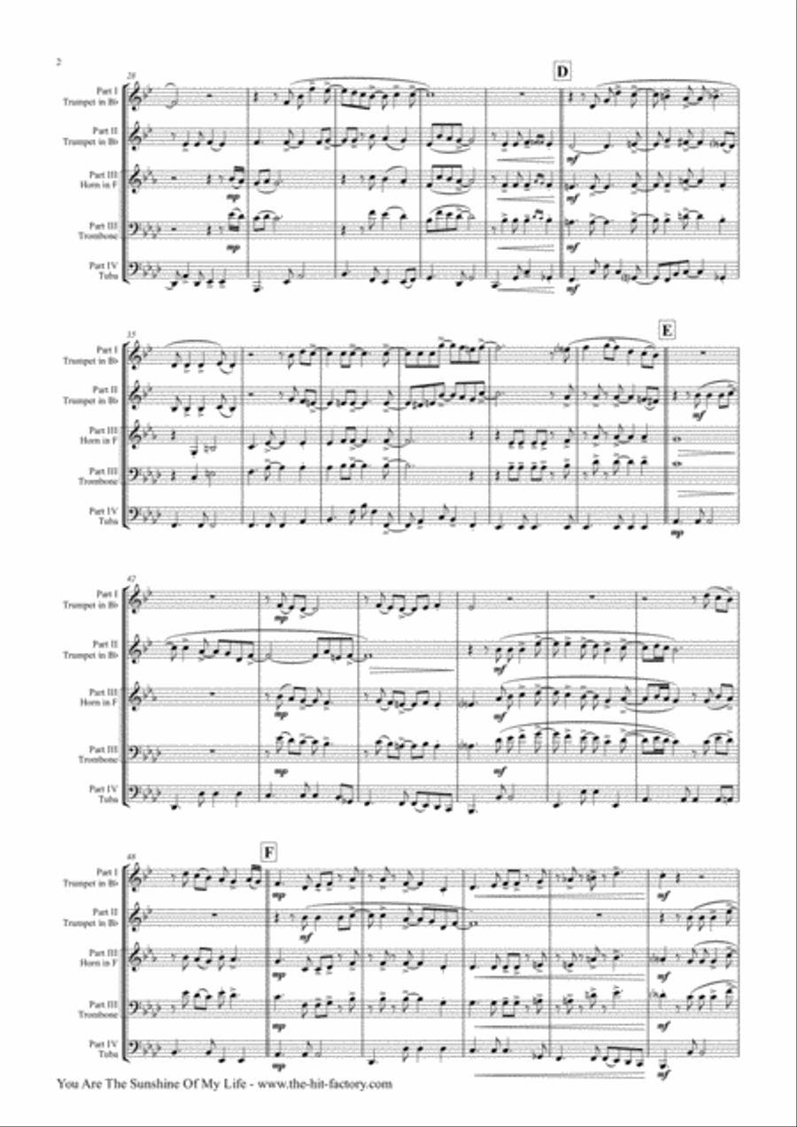 You Are The Sunshine Of My Life Euphonium scores gallery preview page 3