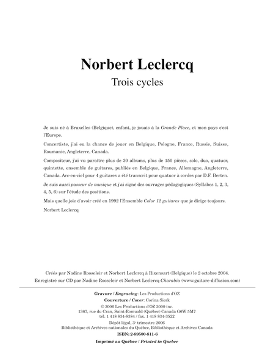 Trois cycles Classical Guitar scores gallery preview page 1