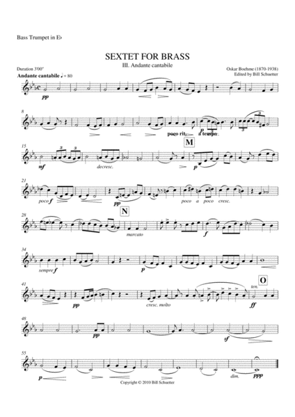 Brass Sextet: Iii - Andante Cantabile by Oskar Bohme Chamber Music - Digital Sheet Music