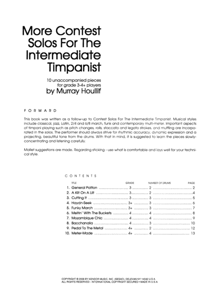 More Contest Solos For The Intermediate Timpanist