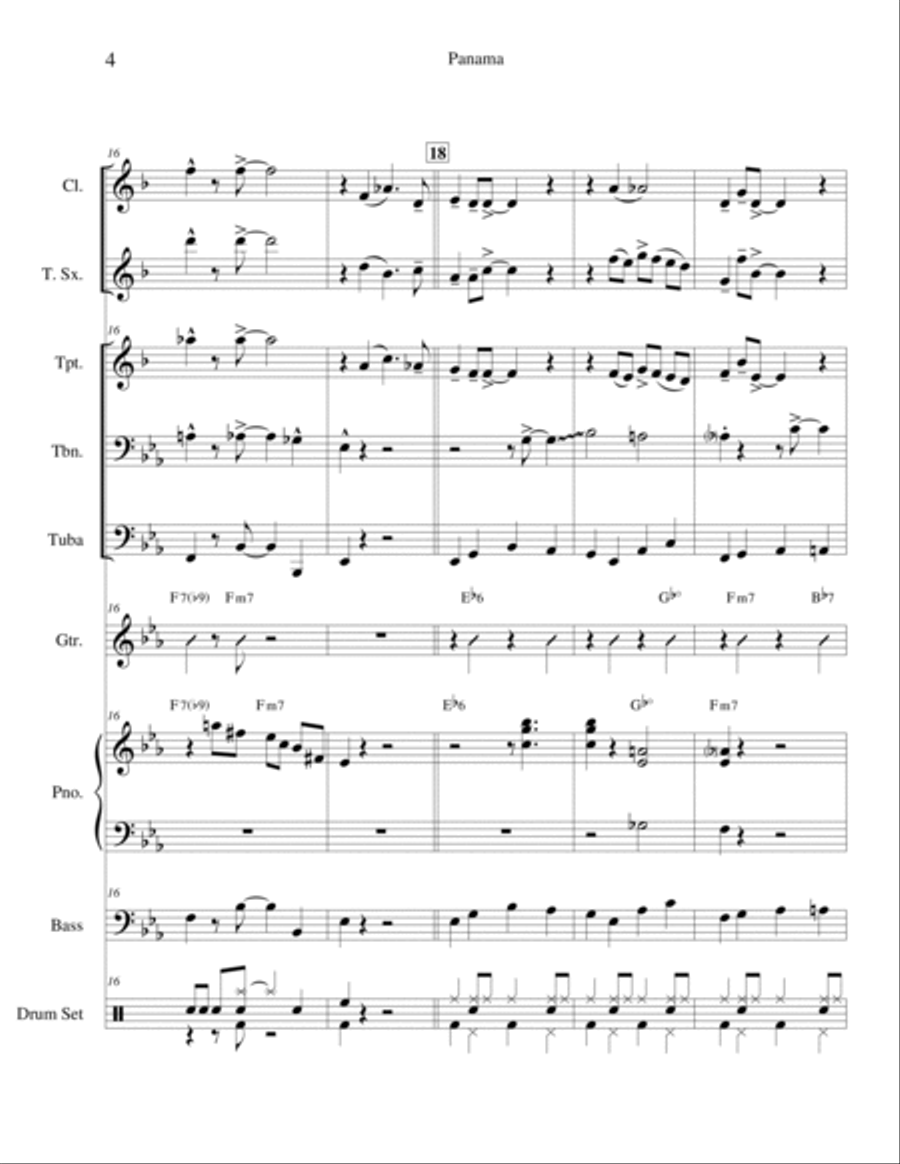 Panama for Dixieland Combo by William Henry Tyers Jazz Ensemble scores gallery preview page 5