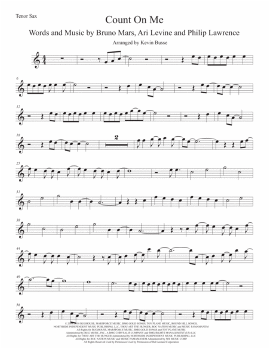 Count On Me Count On Me Tenor Saxophone scores gallery preview page 1