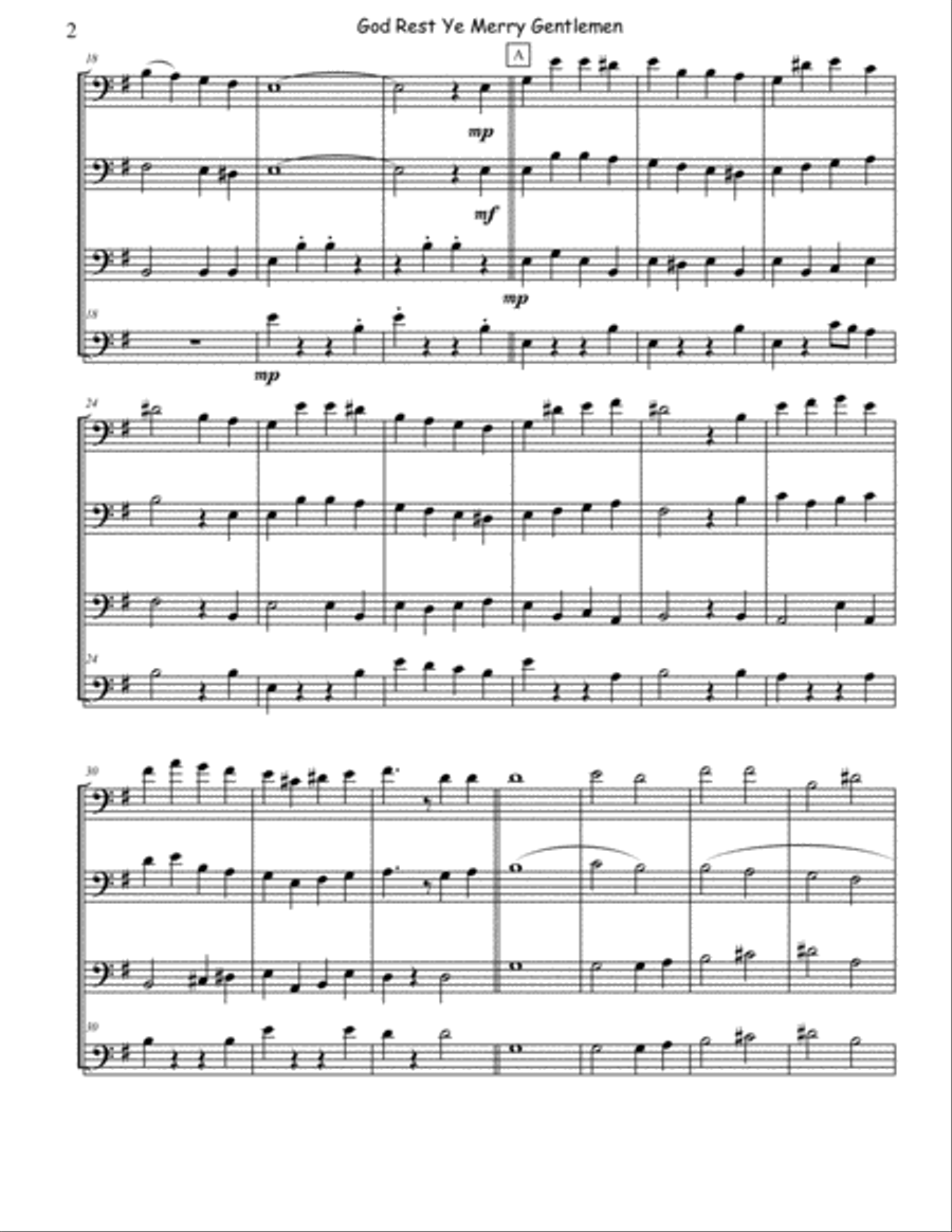 God Rest Ye Merry Gentlemen for Bassoon Quartet (W/Contrabsn.) Woodwind Quartet scores gallery preview page 2