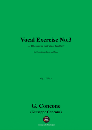 G. Concone-Vocal Exercise No.3,for Contralto(or Bass) and Piano