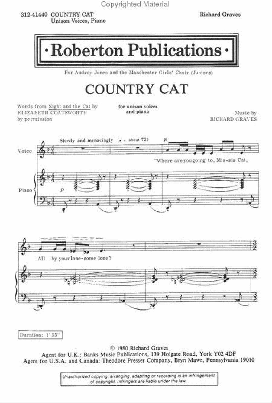 Country Cat Unison Choir scores gallery preview page 2