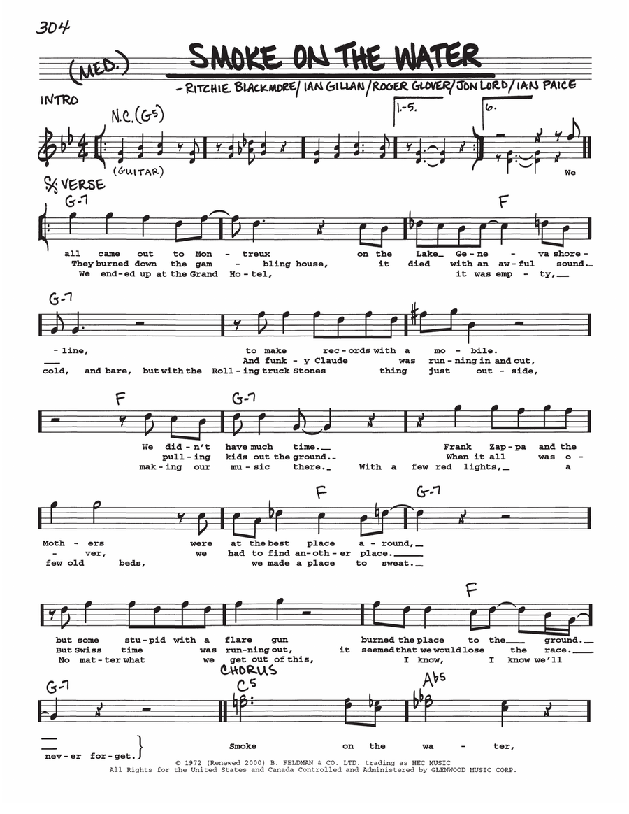Smoke On The Water Voice scores gallery preview page 1