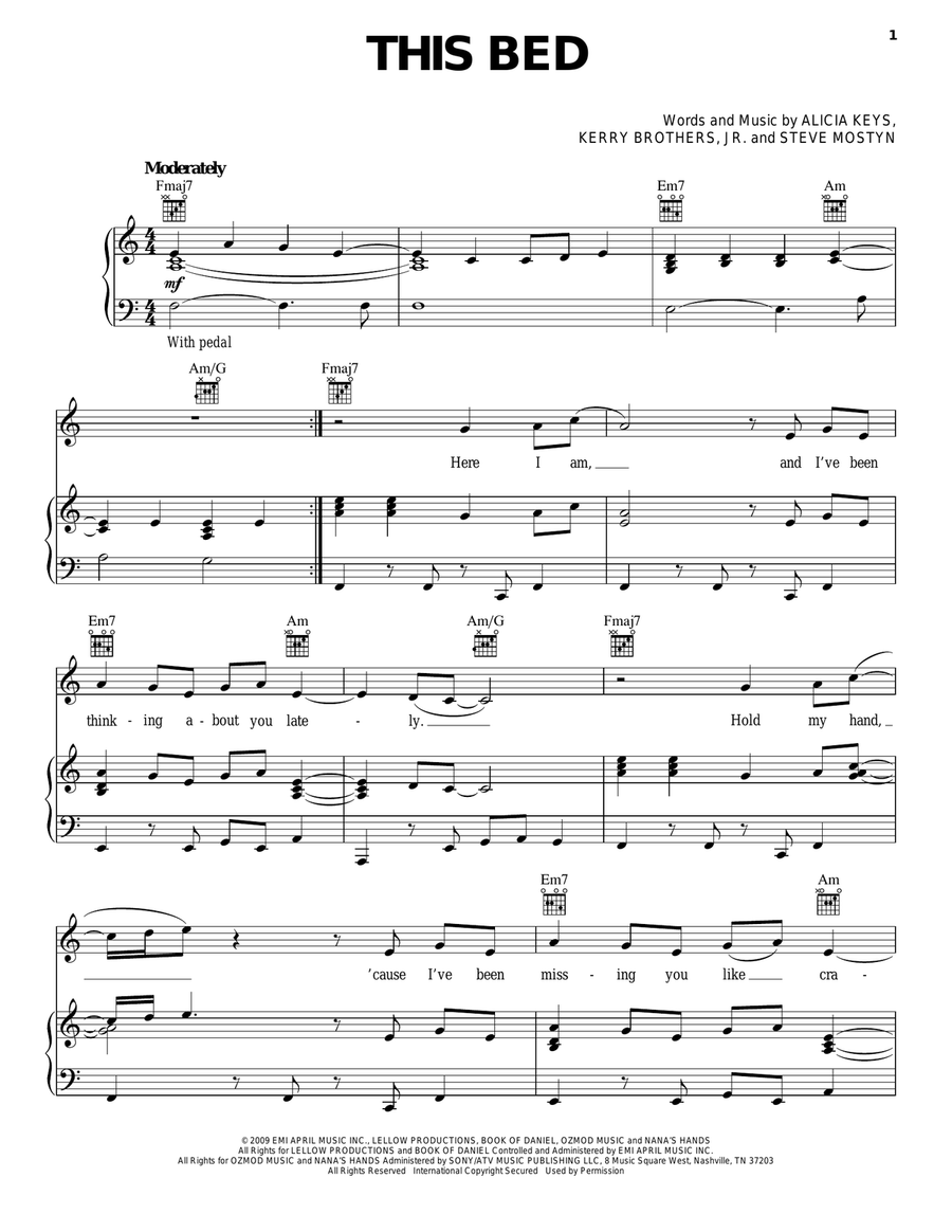 This Bed Piano, Vocal, Guitar scores gallery preview page 1