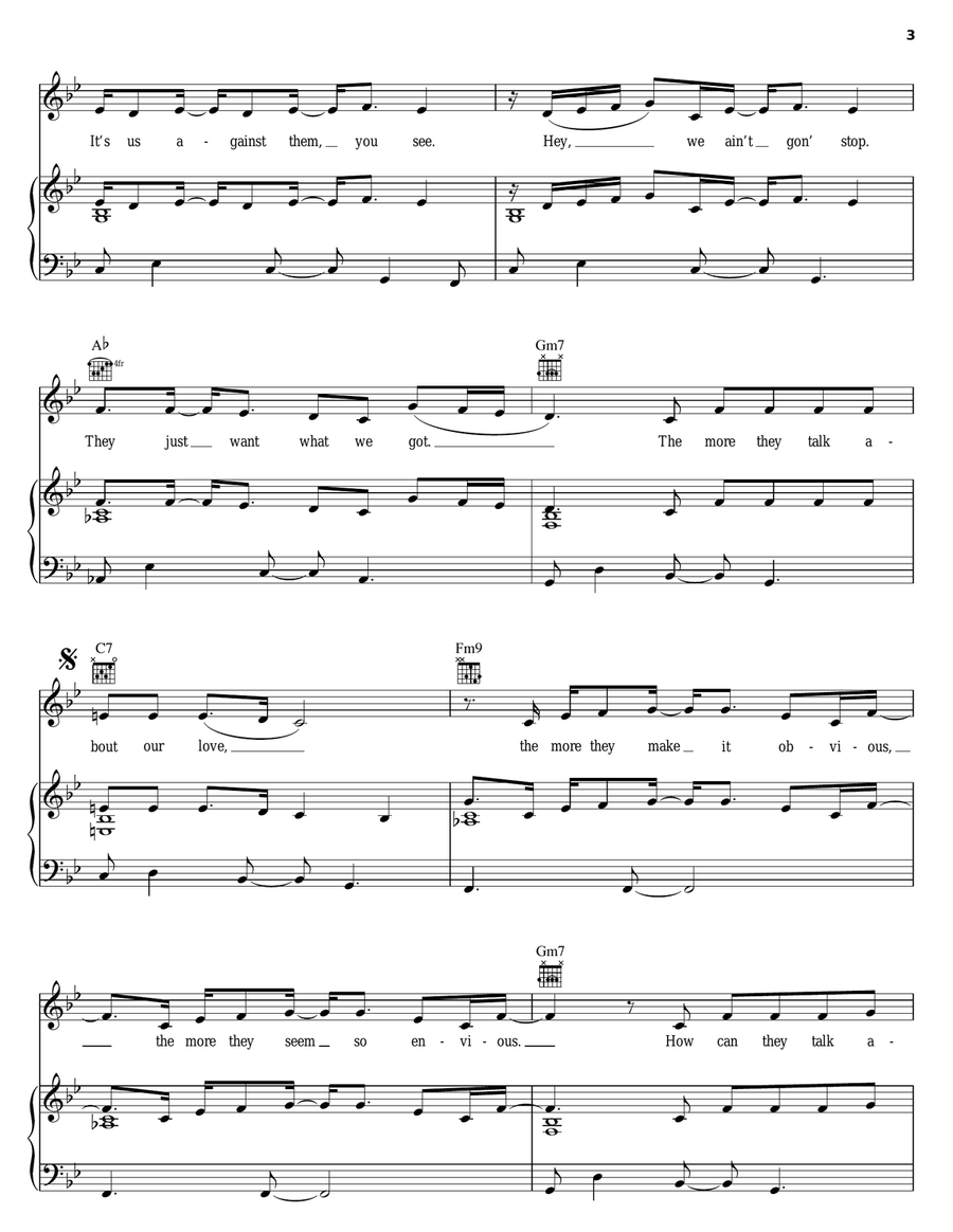 Talk About Our Love Talk About Our Love Piano, Vocal, Guitar scores gallery preview page 3