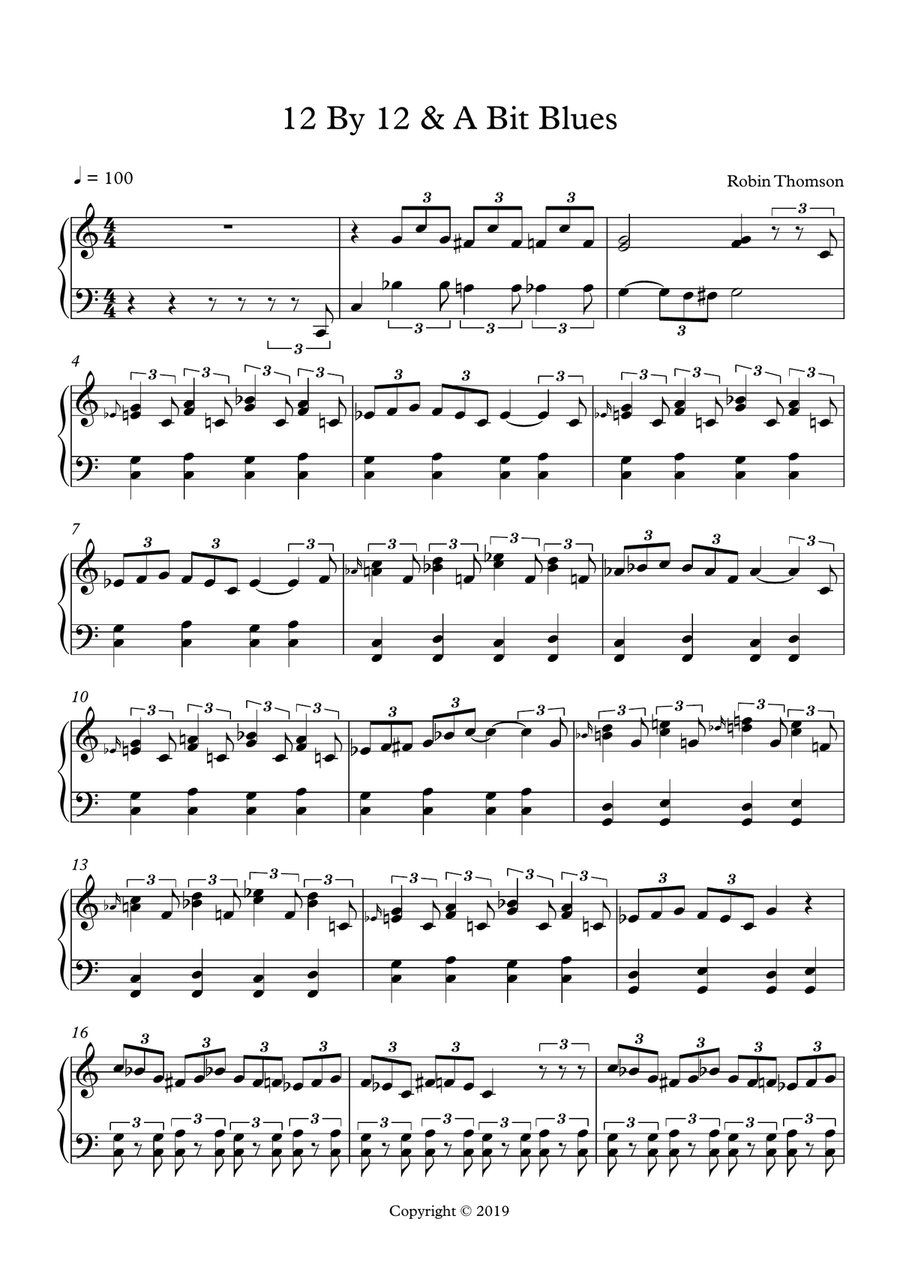 12 By 12 & A Bit Blues Piano Solo scores gallery preview page 1